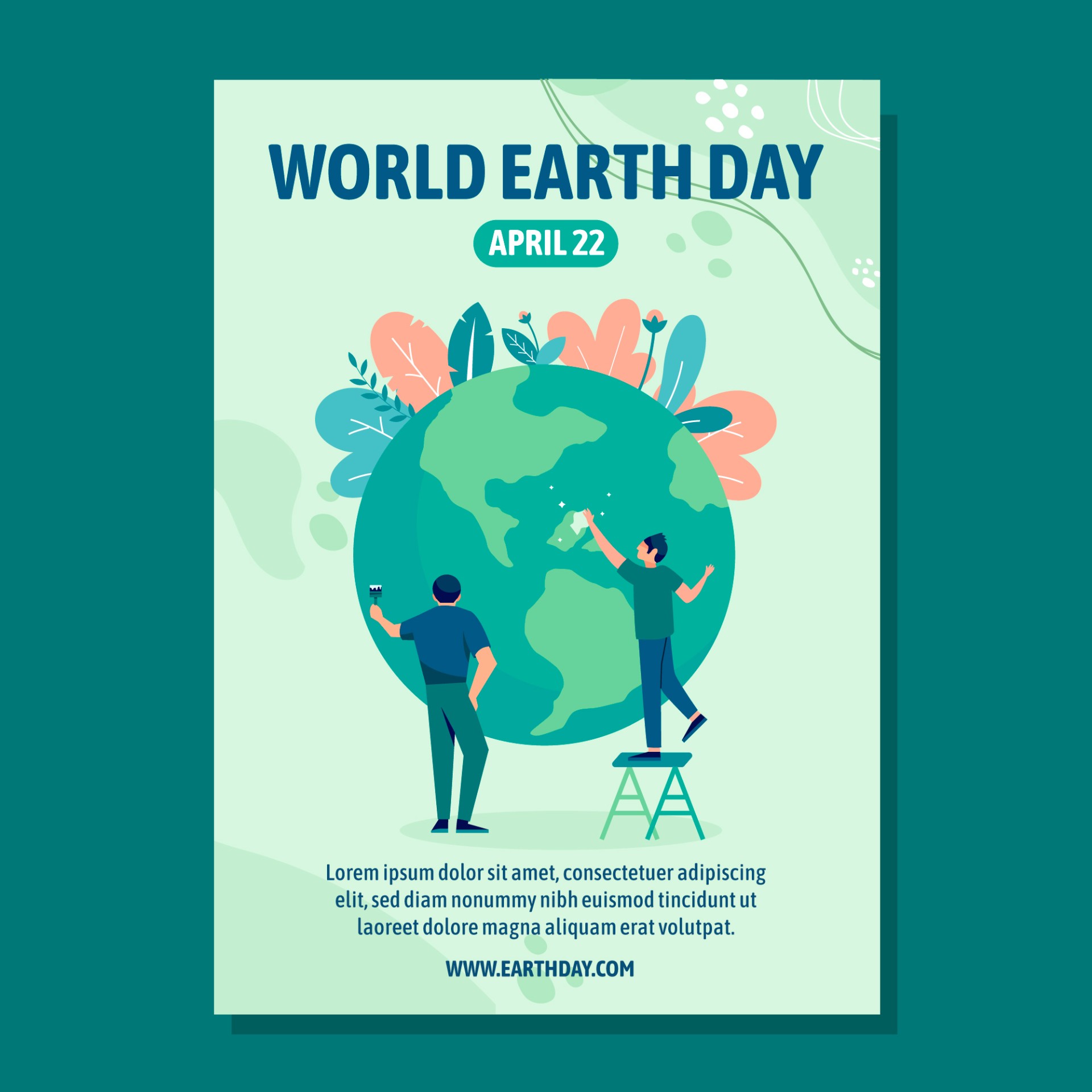 4月22日世界地球日竖版海报模板0