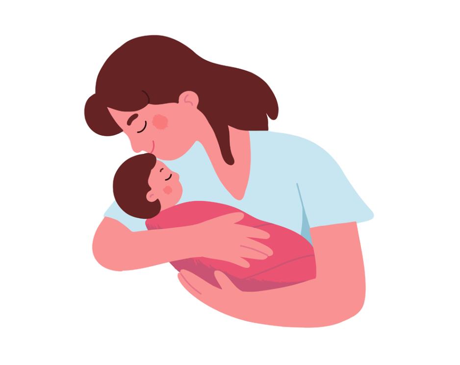 妈妈亲吻怀中的宝宝插画0