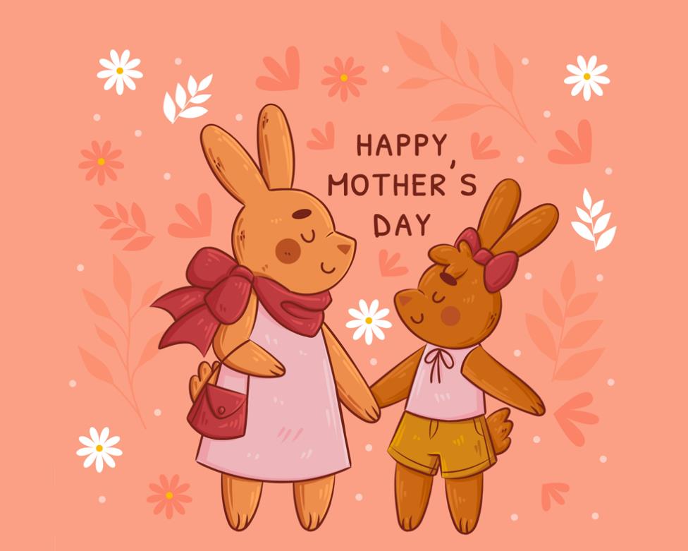 小兔子和兔妈妈插画0