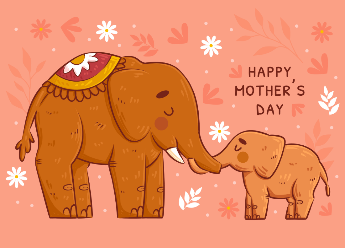 象妈妈和象宝宝插画0