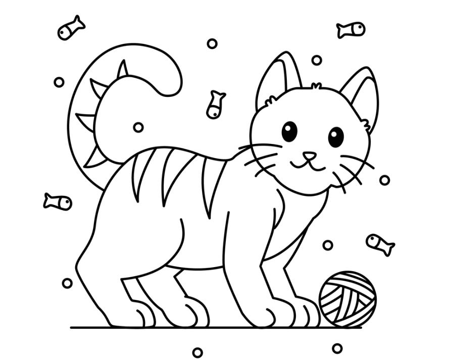 玩毛线球的猫简笔画0
