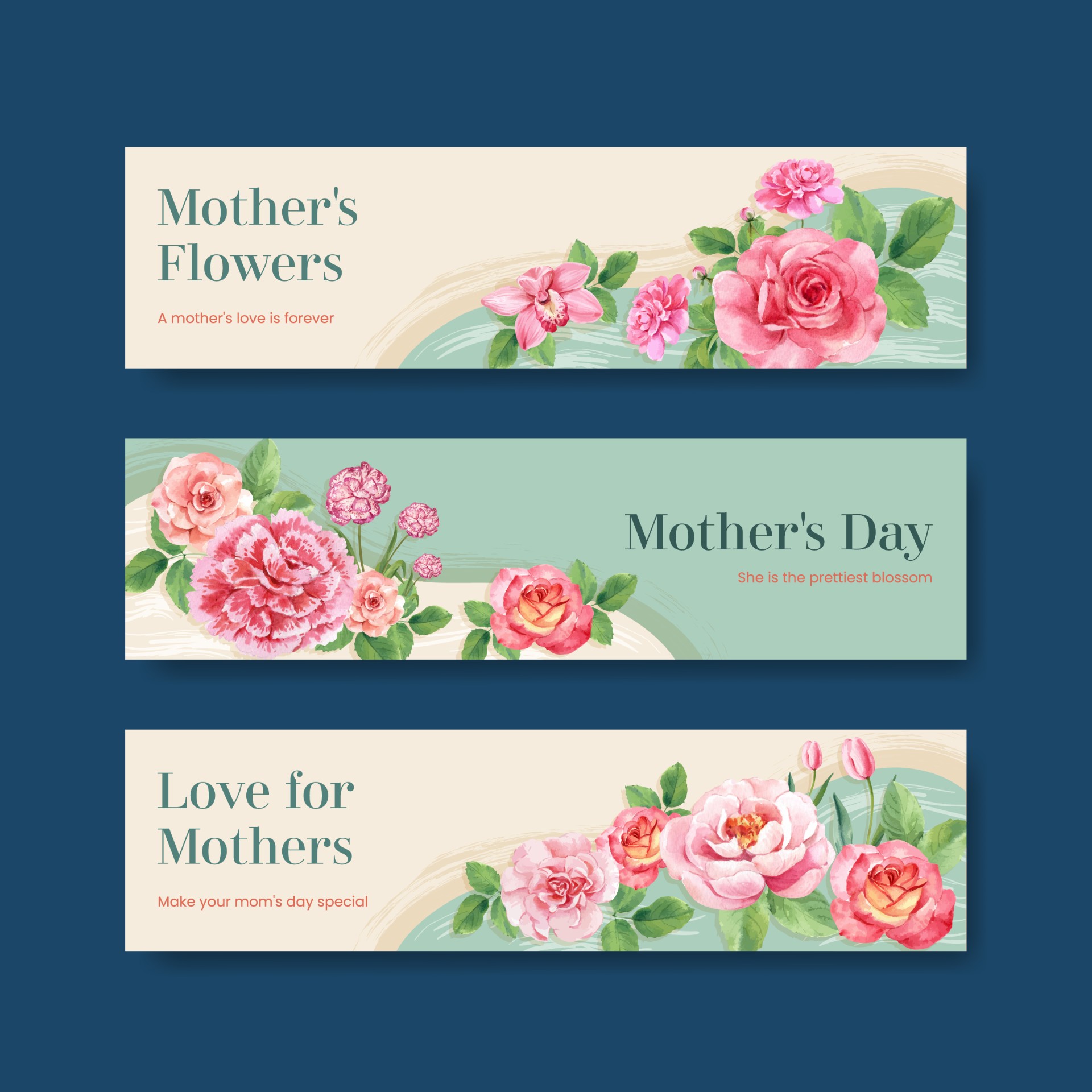 母亲节花卉海报模板0