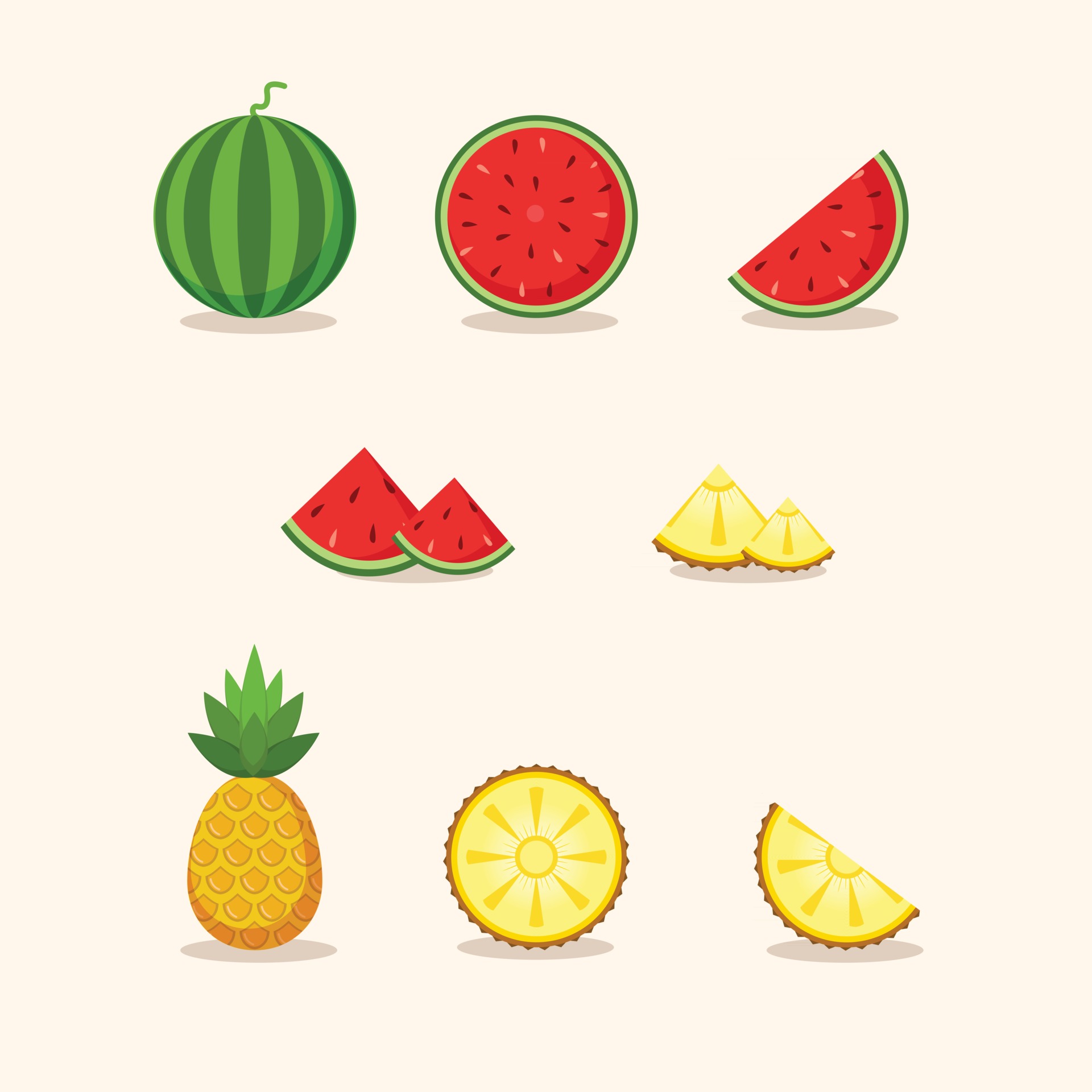 西瓜和菠萝水果图标0
