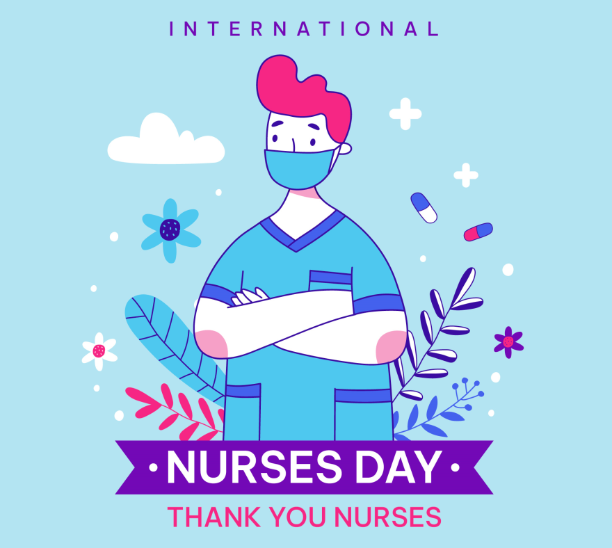 国际护士节卡通男护士插画0