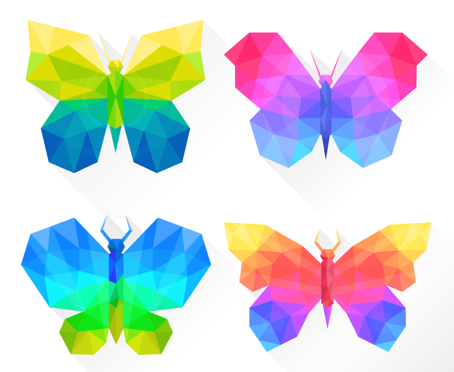 低多边形彩色蝴蝶图标0