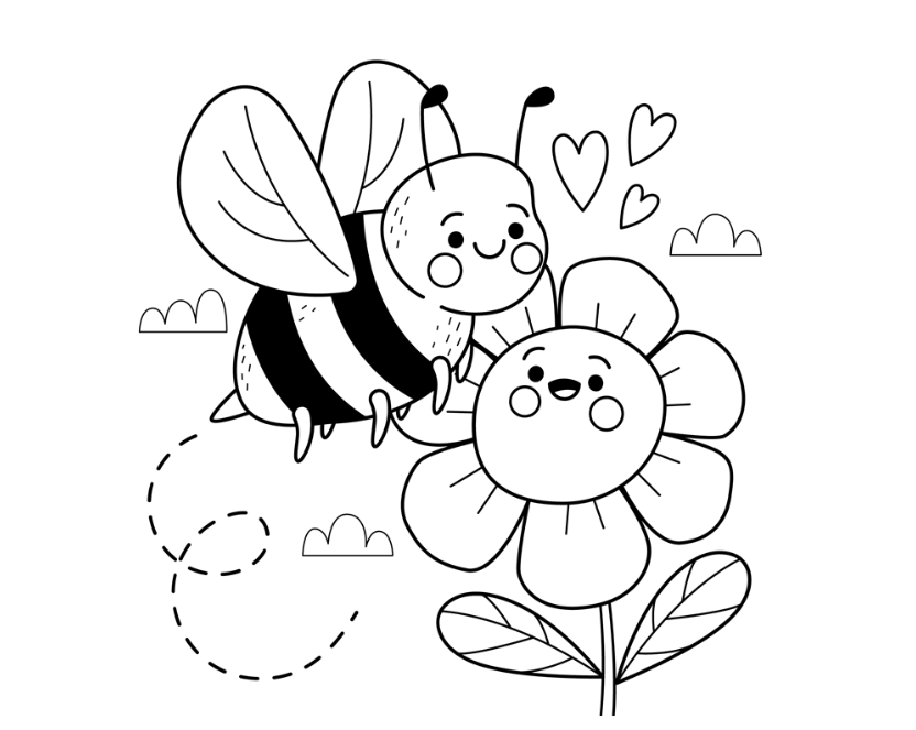 卡通蜜蜂采蜜简笔画0