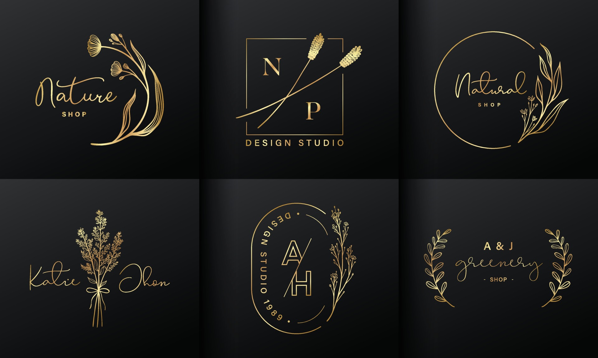 金色奢华字母花卉logo0