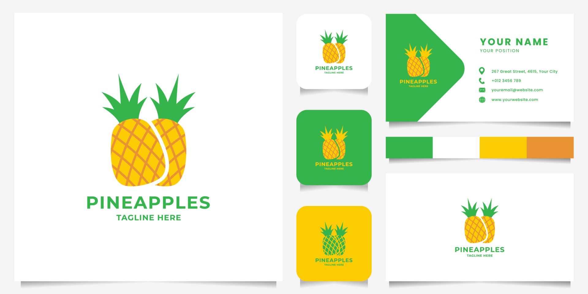 菠萝标志名片设计模板0