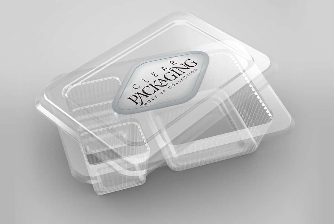 透明快餐盒贴图样机0
