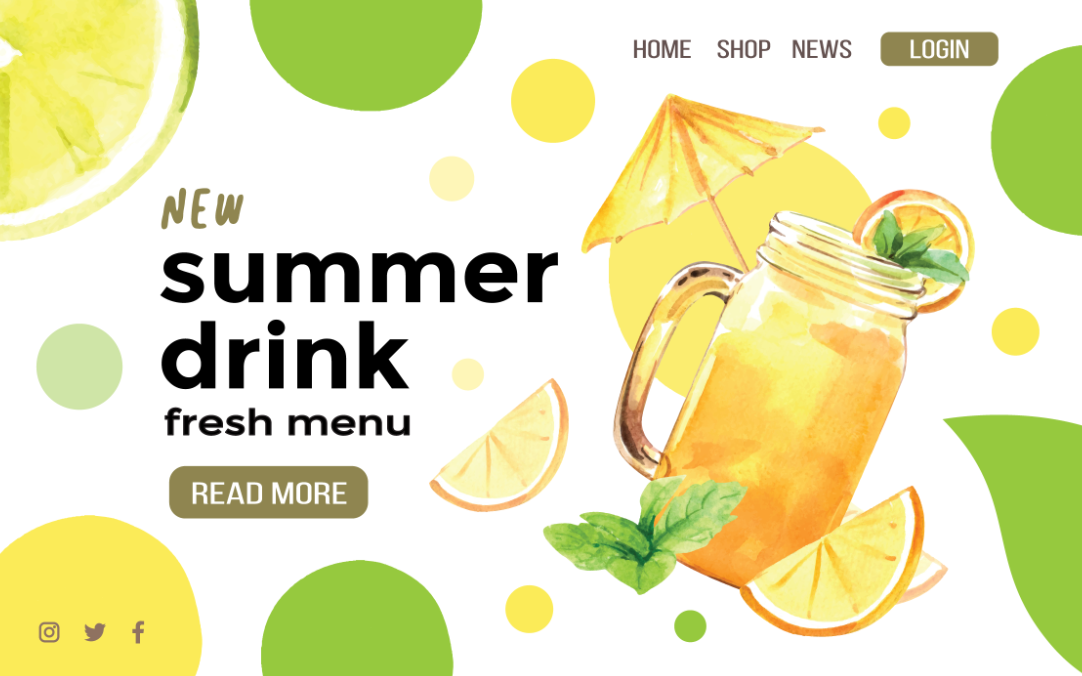 夏日饮品网页主页设计模板0