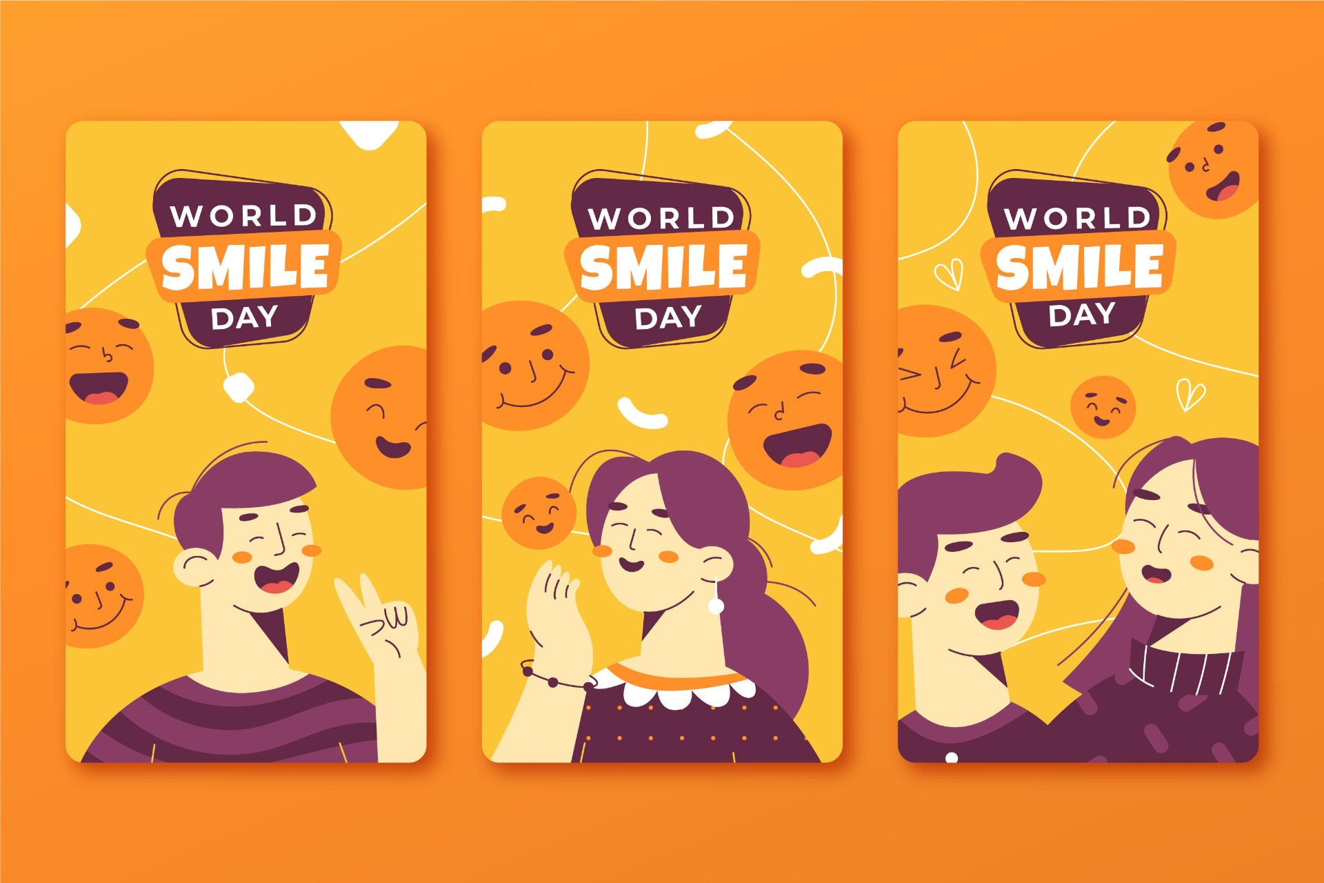 世界微笑日卡通卡片0