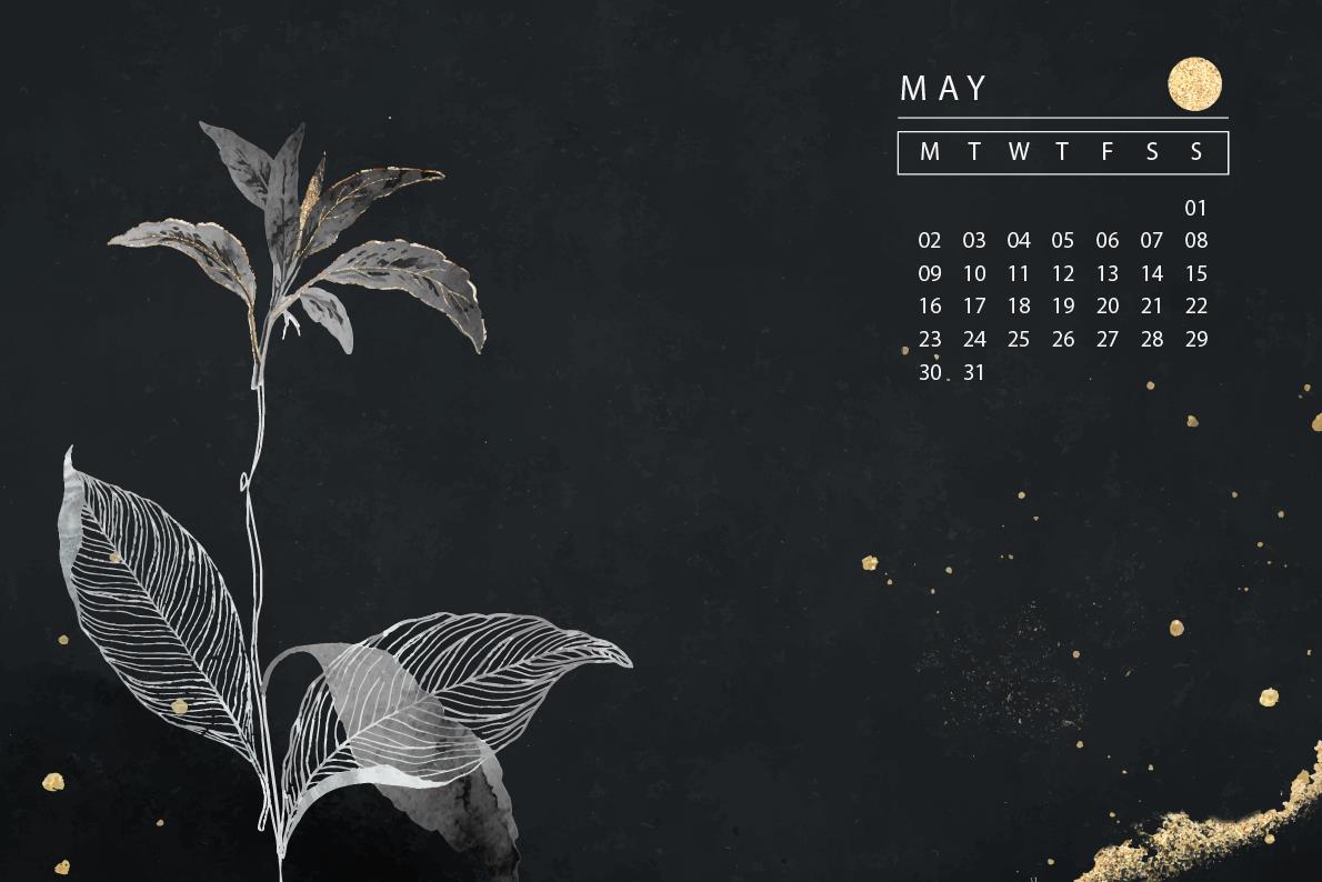 2022年5月简约植物日历壁纸0