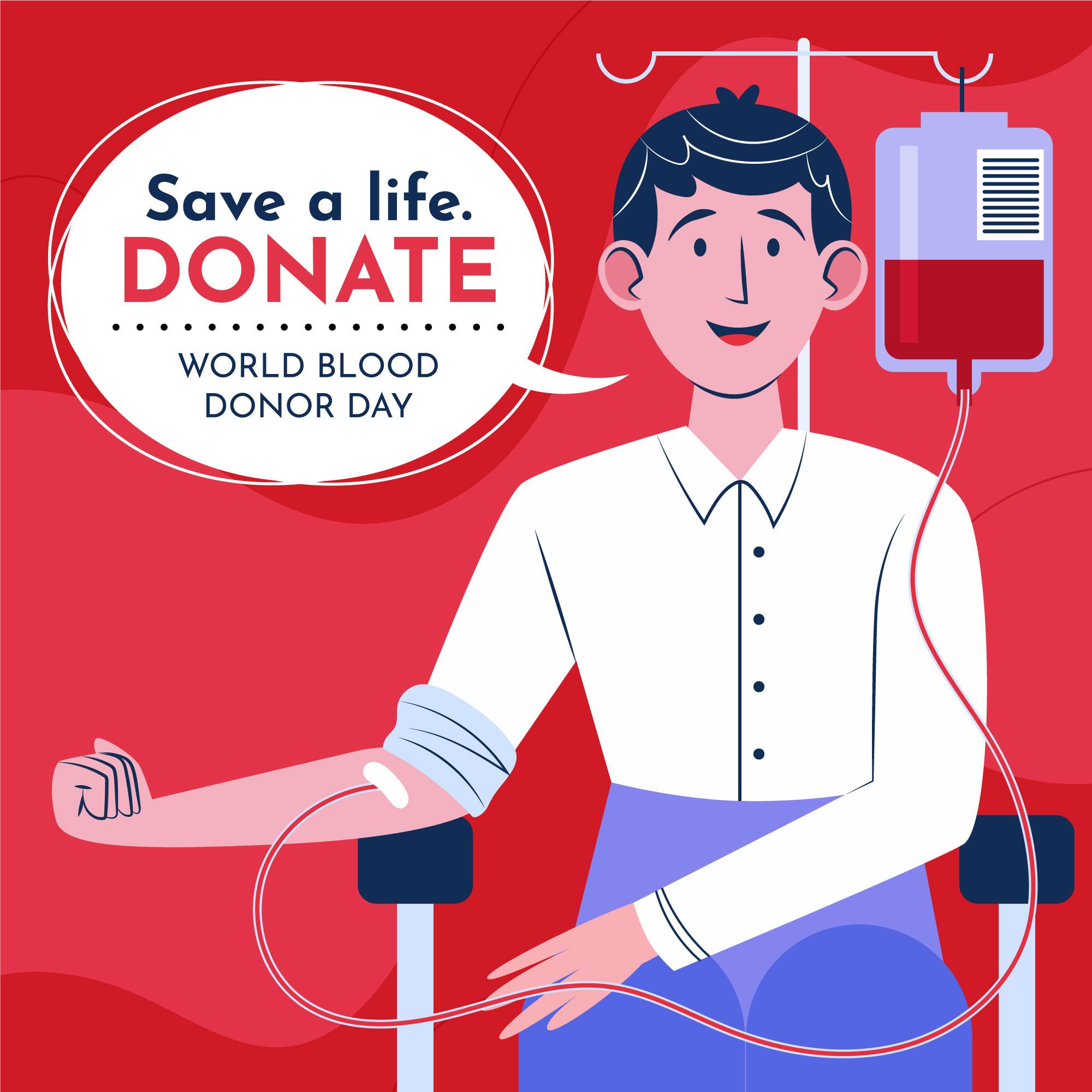 世界献血日男人献血插画0