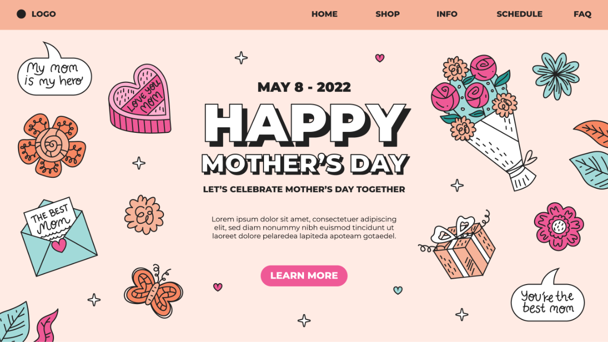 母亲节快乐网页制作模板0
