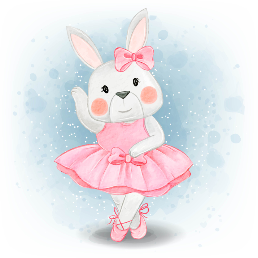 跳芭蕾舞的小兔子插画0