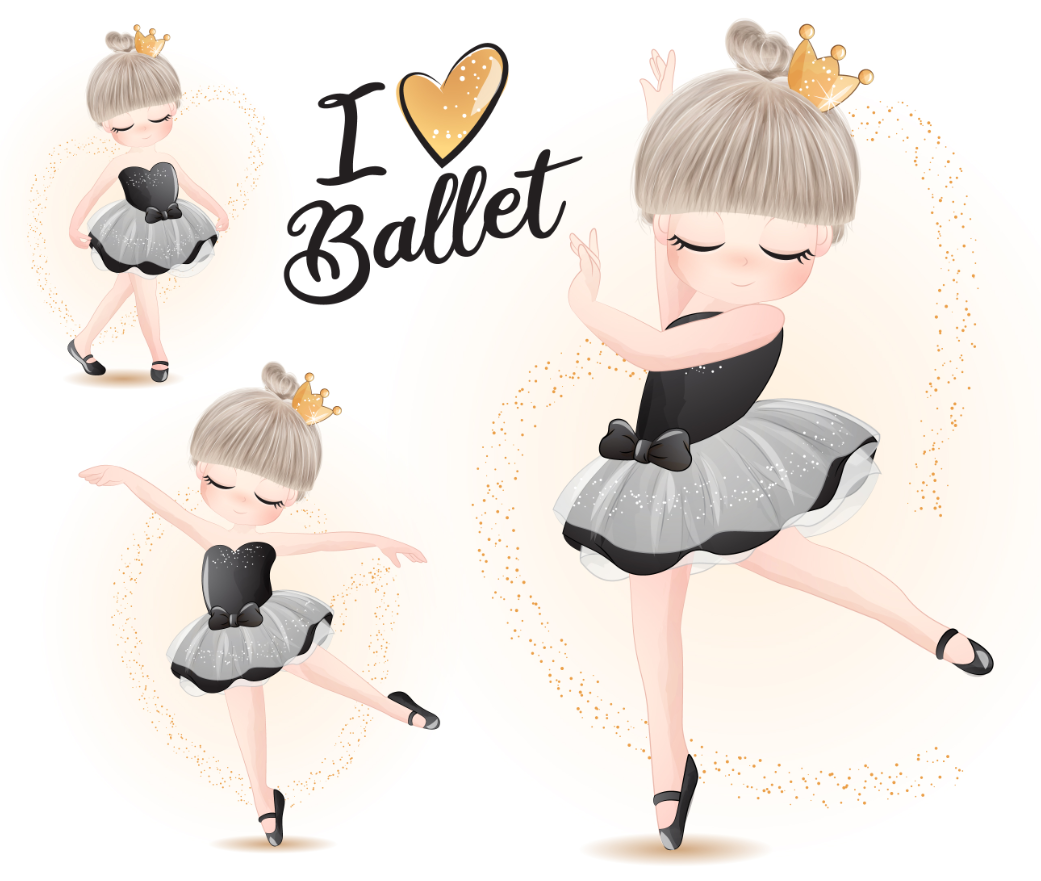 可爱的芭蕾舞女孩插画0