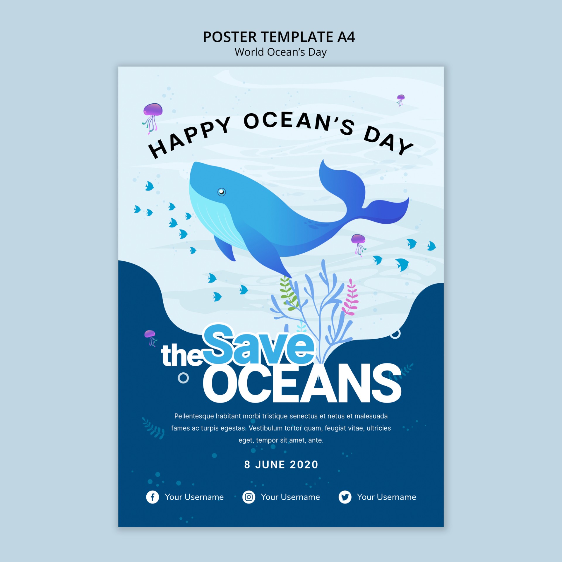 世界海洋日主题海报模板0