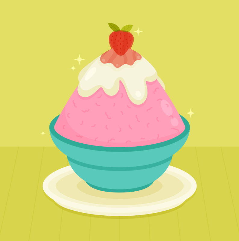 草莓冰沙插画0