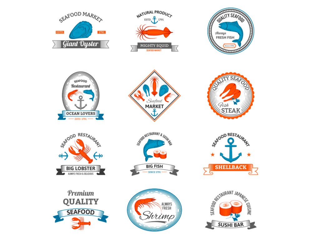 海鲜市场logo设计素材0