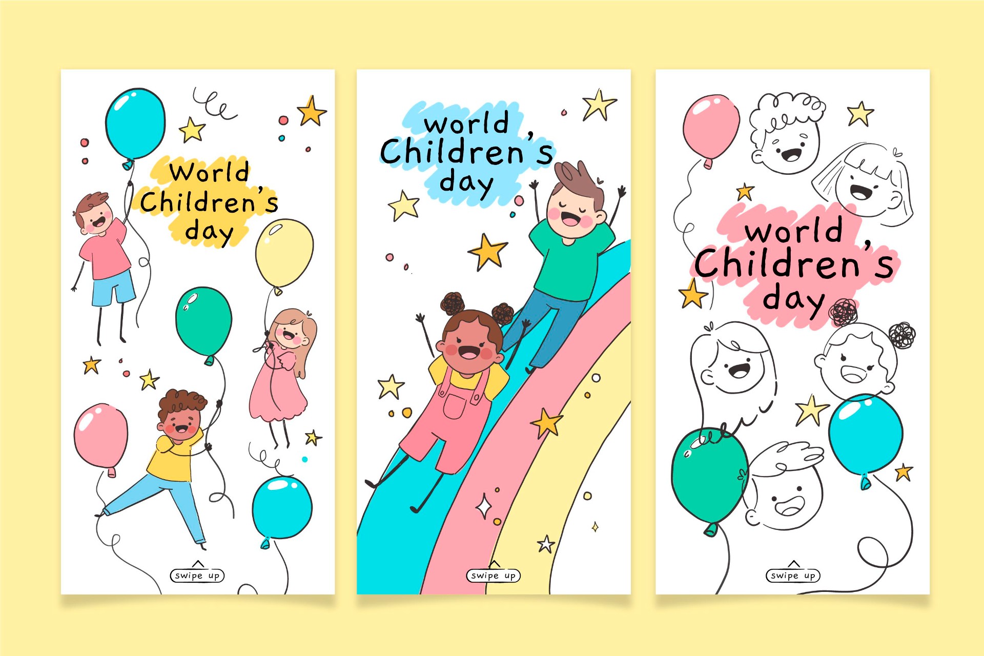 儿童节气球彩虹海报模板0