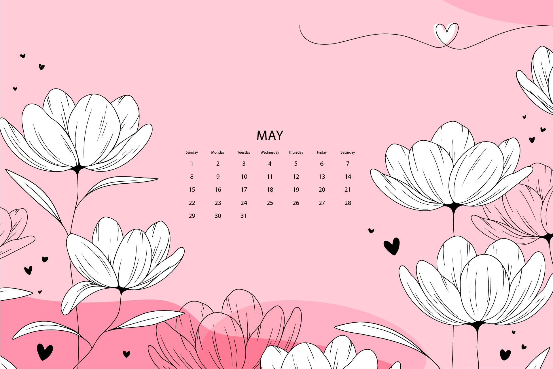 2022年5月粉色唯美日历桌面壁纸0