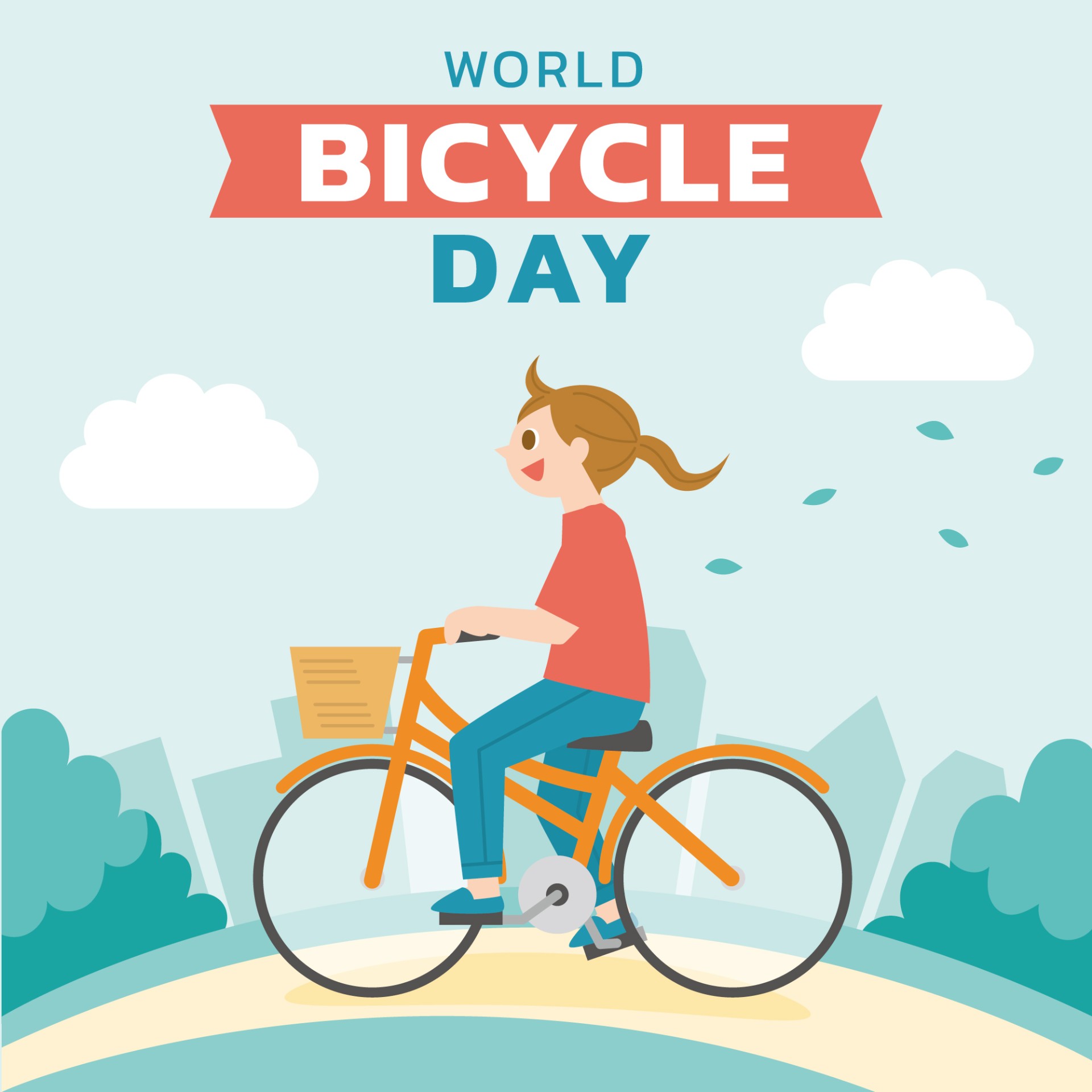 世界自行车日女生骑自行车插图0