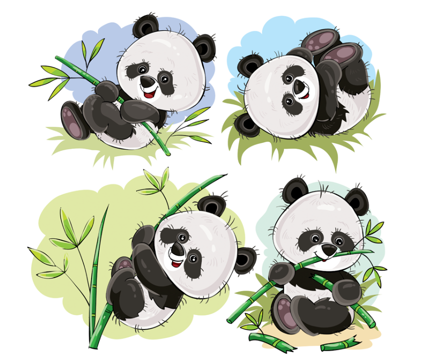 可爱的小熊猫插画0