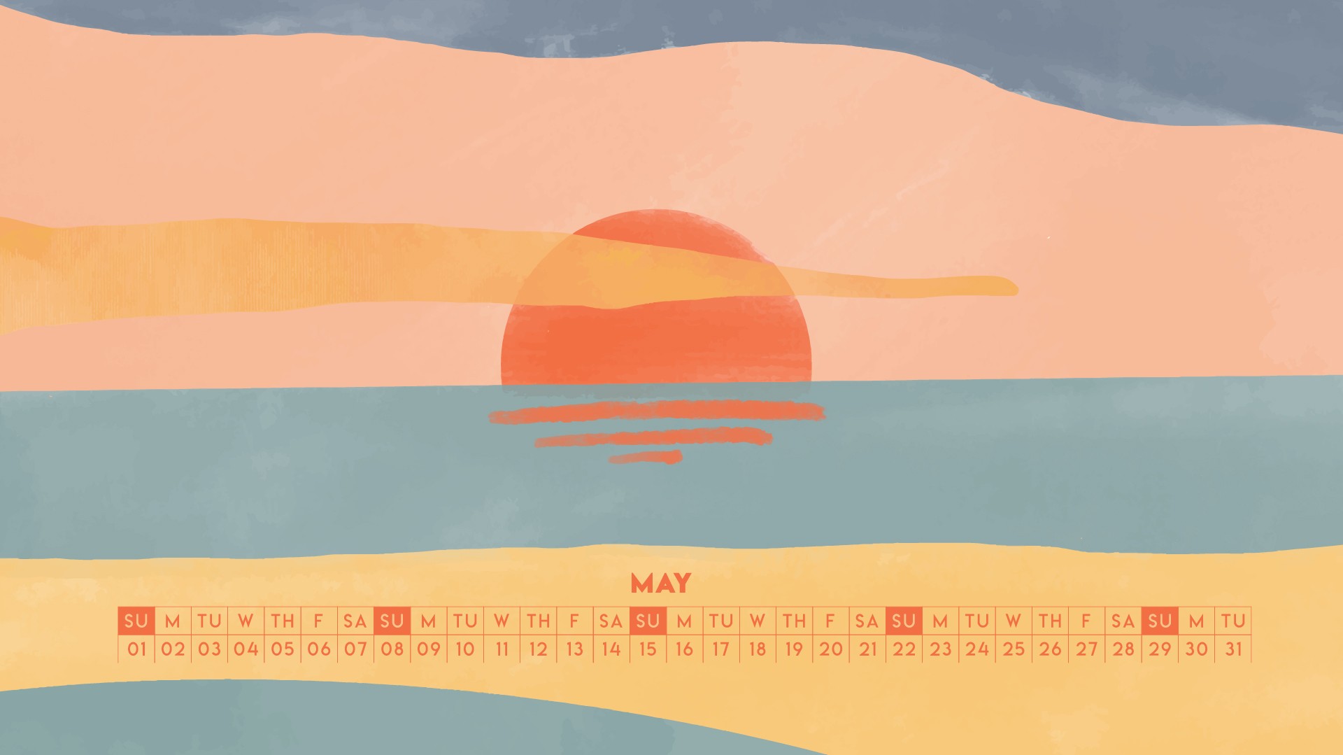 2022年5月唯美日落日历桌面壁纸0