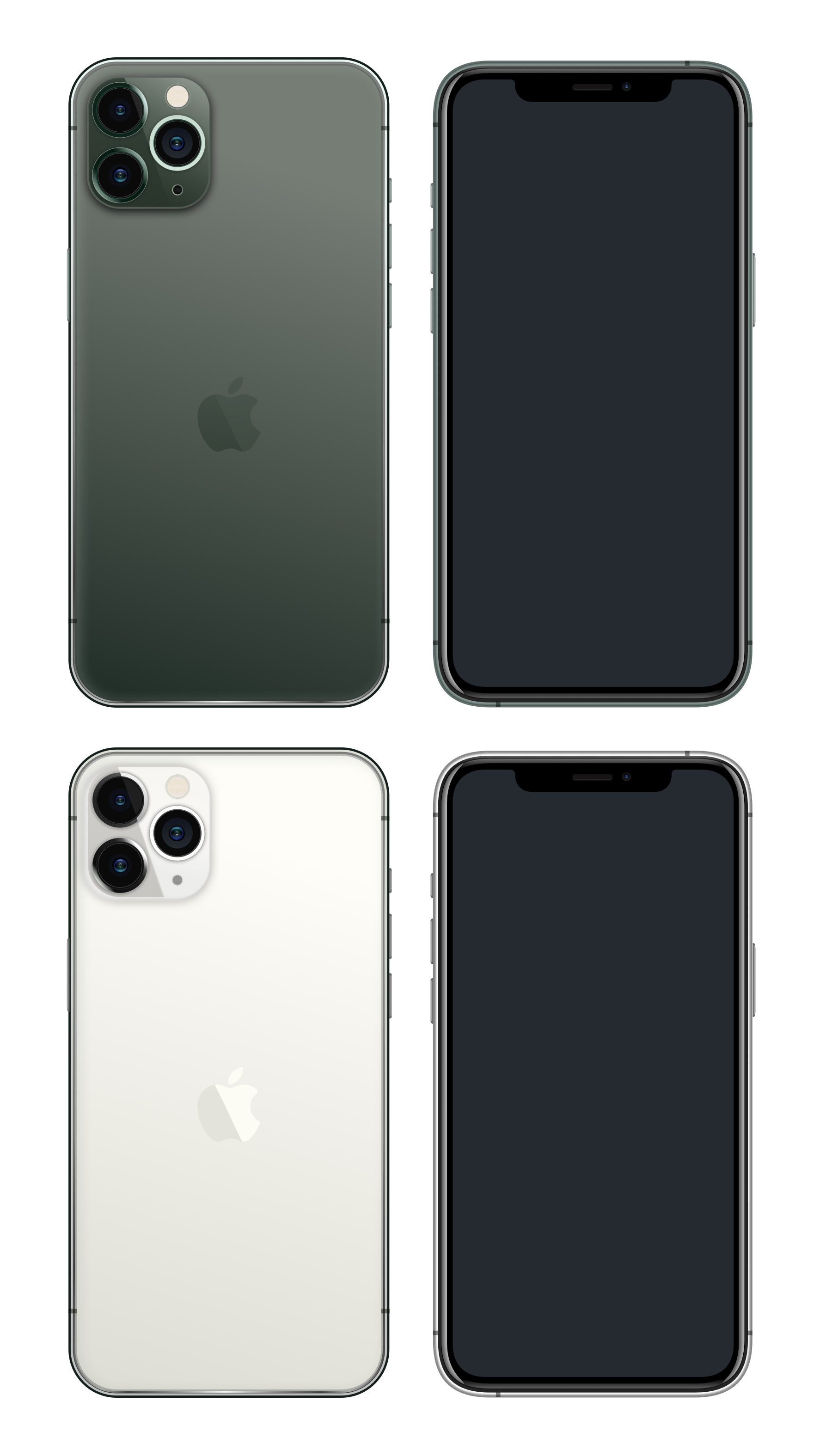 iPhone 11 Pro Max 暗夜绿和银色模型1
