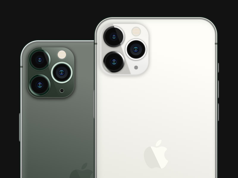 iPhone 11 Pro Max 暗夜绿和银色模型0