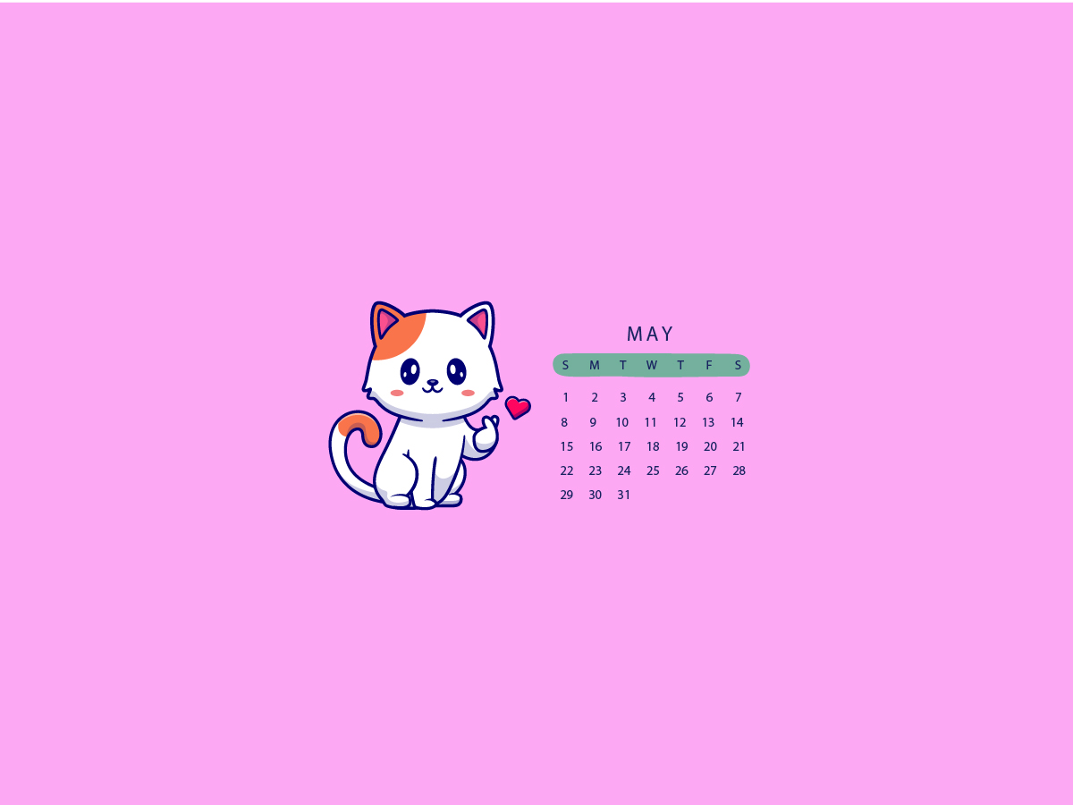 2022年5月可爱猫咪日历桌面壁纸0