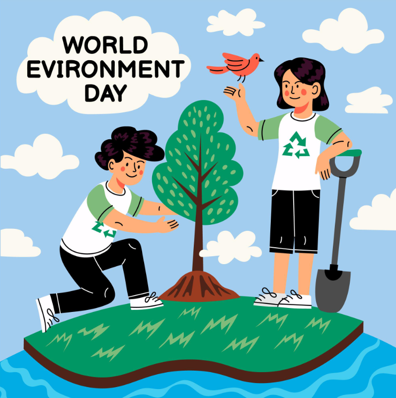 世界环境日植树造林插画0