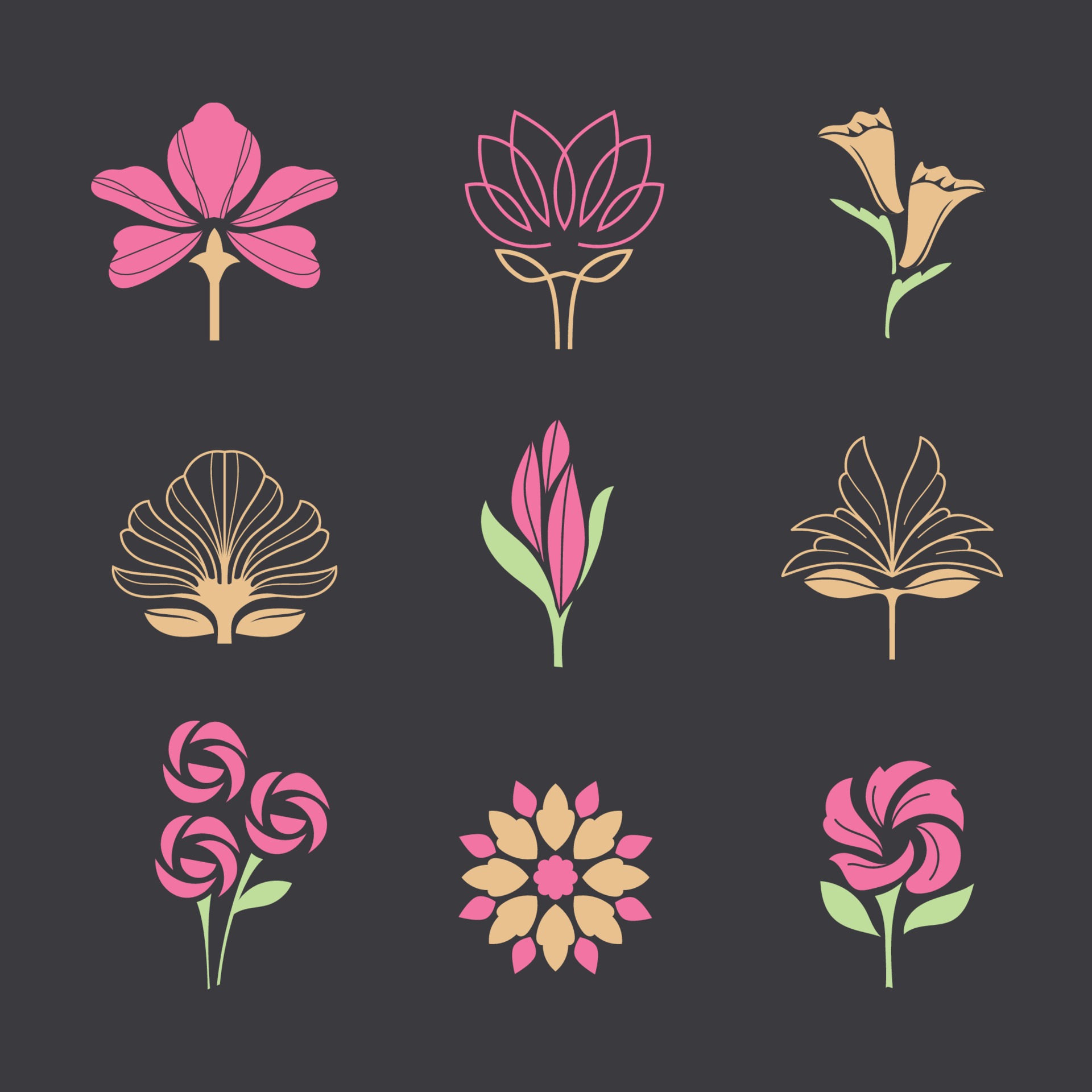 极简主义花朵标志logo0