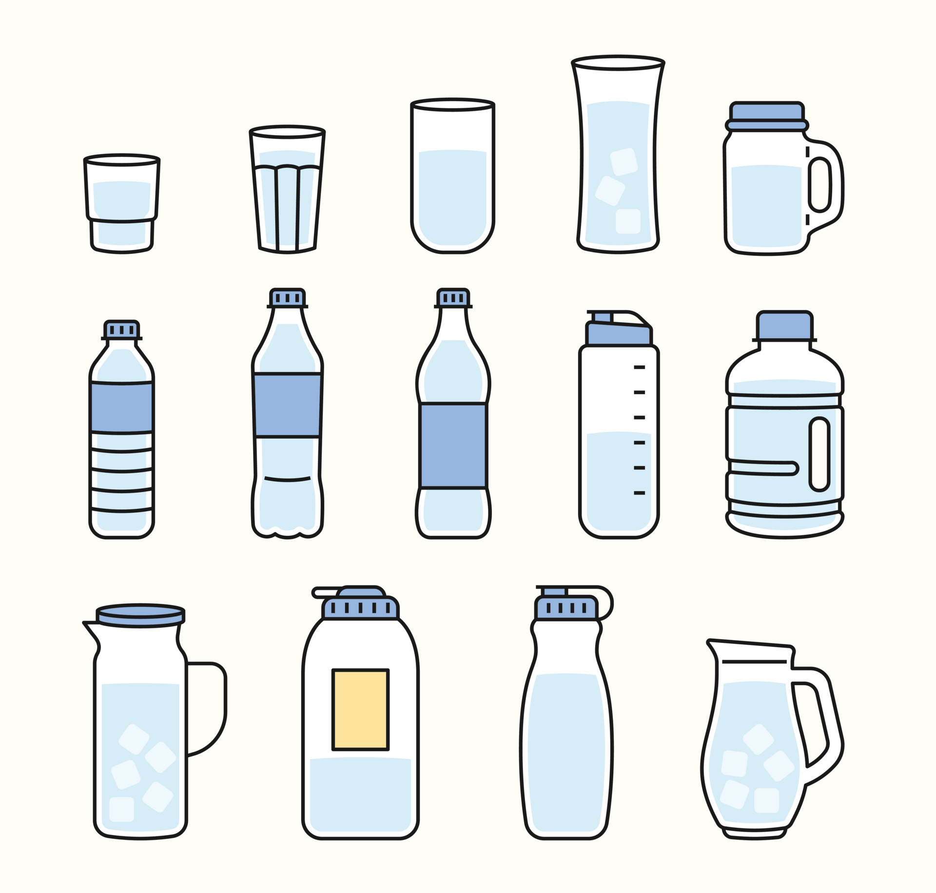 各种水瓶和杯子插图0