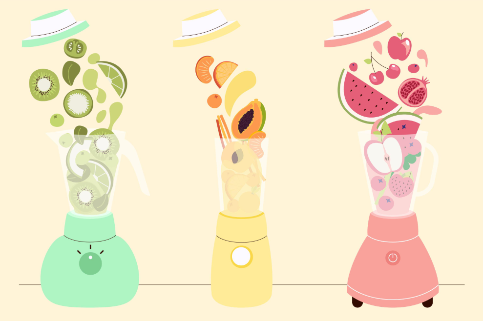 水果榨汁机创意插画0