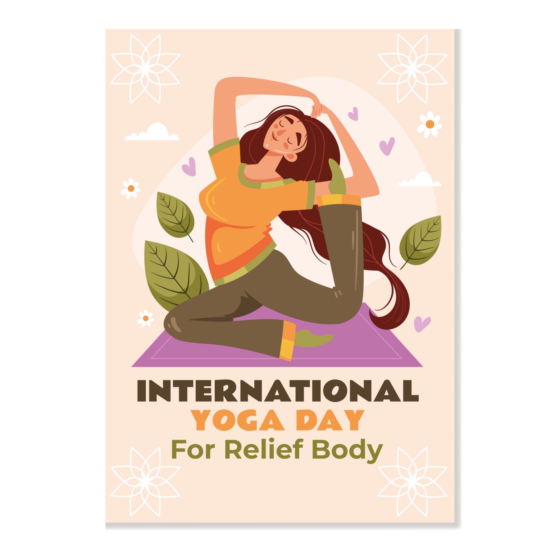 国际瑜伽日瑜伽体式手绘海报0