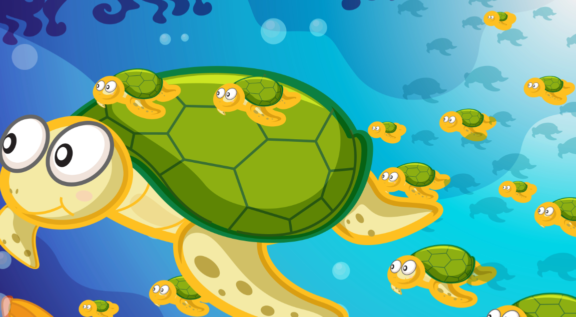 海洋海龟卡通插画0