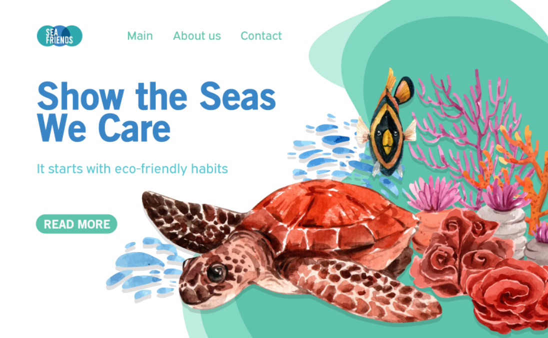 海洋生态保护网页设计模板0