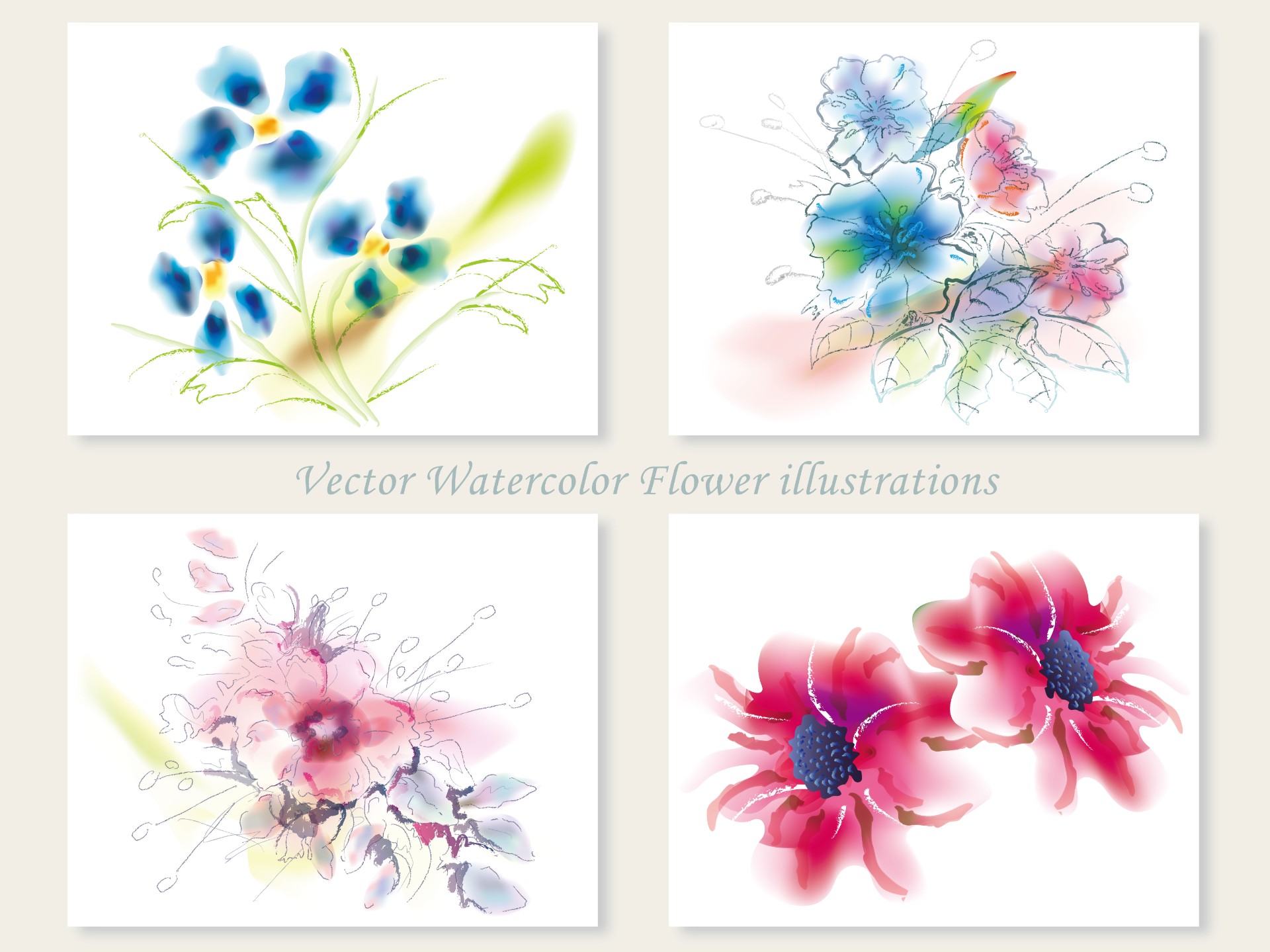 四种花朵图案插图0