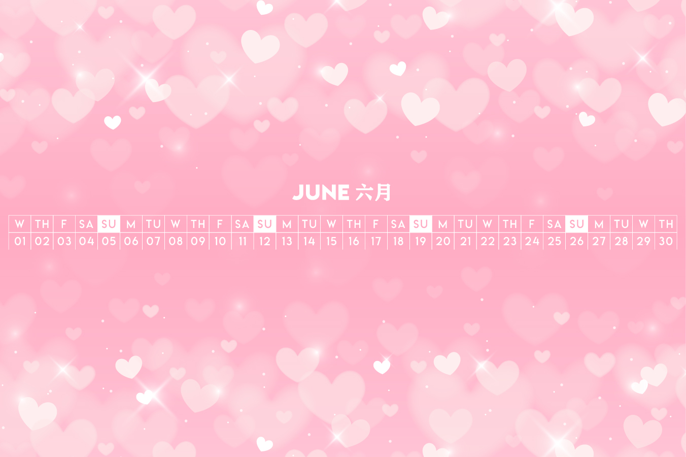 2022年6月粉色系桌面日历壁纸0