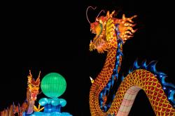 夜晚的巨型龙灯图片素材,高清图片素材