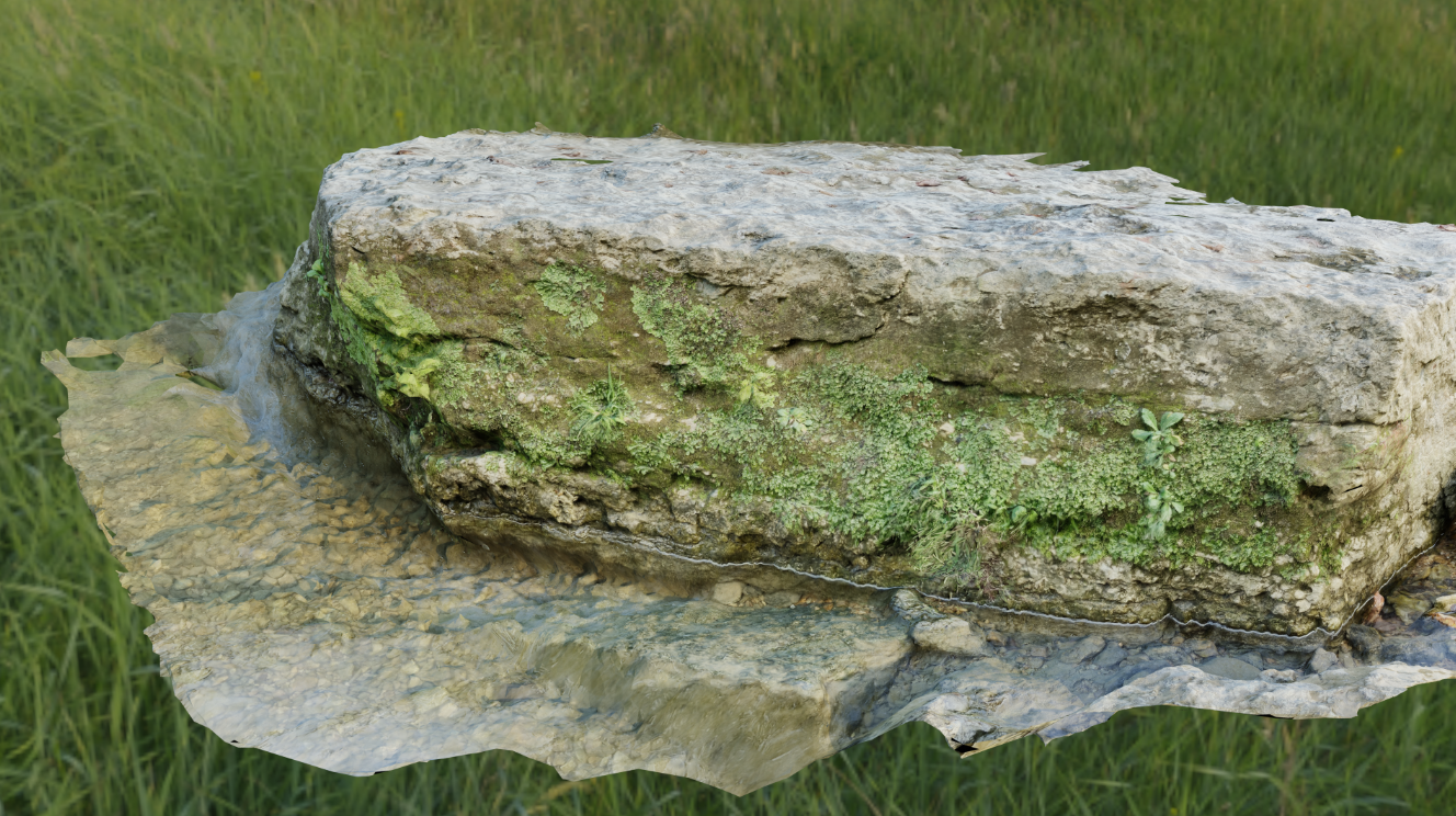 长苔藓的石头3d模型0