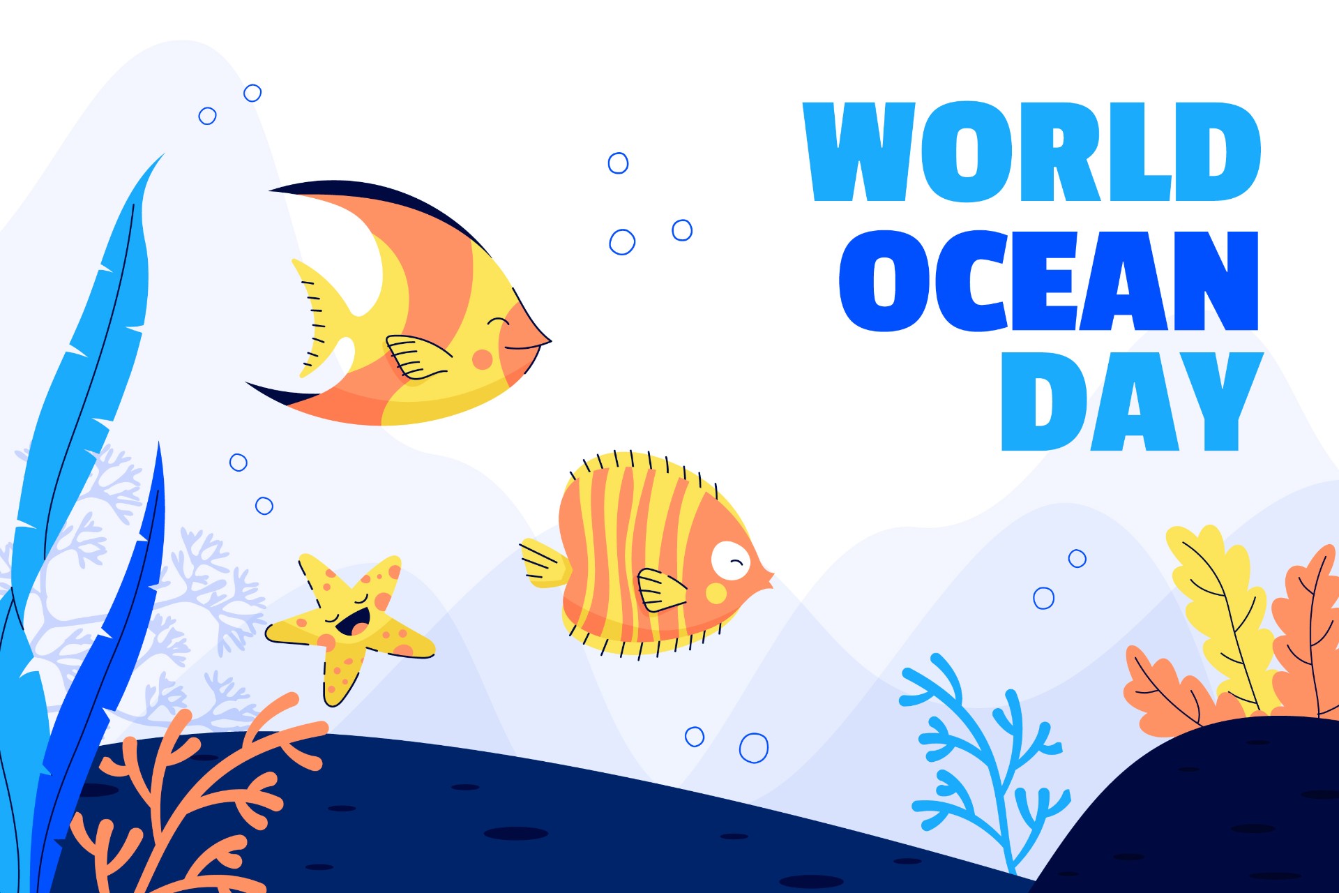 世界海洋日宣传主题手绘插图0