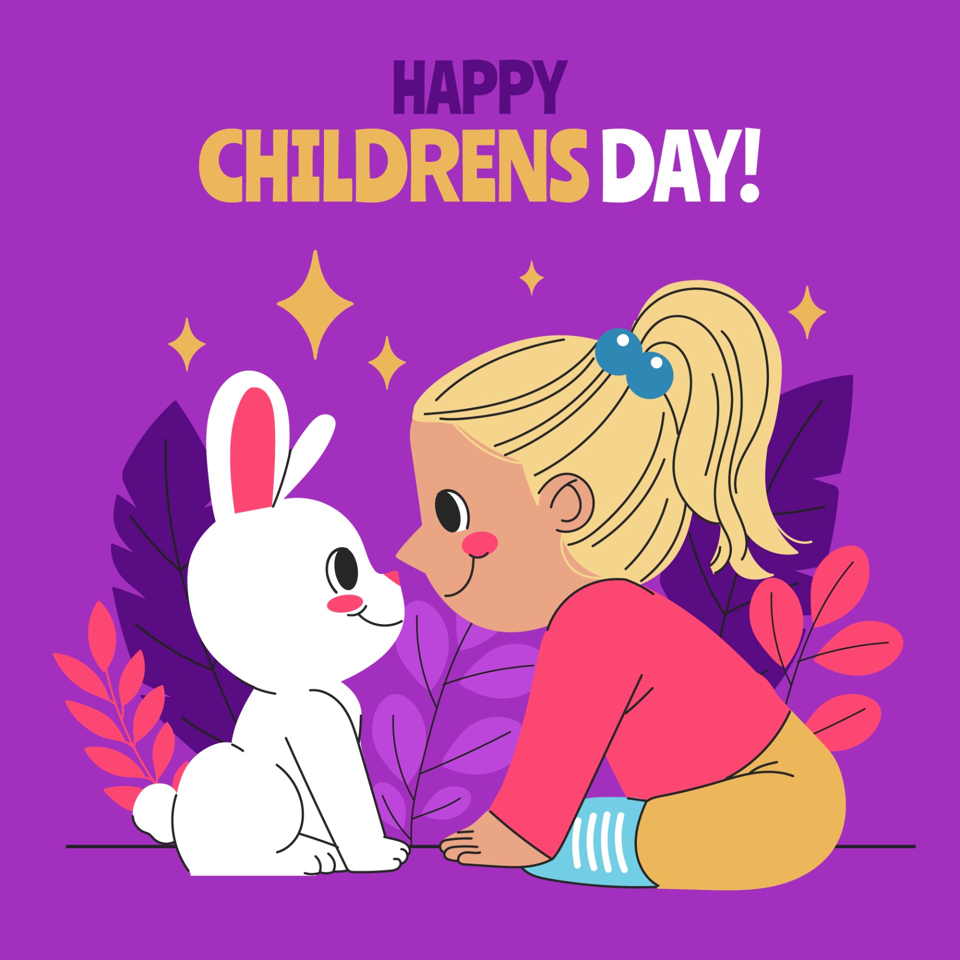 插图小女孩和兔子，手绘。插画图片素材_ID:429823051-Veer图库