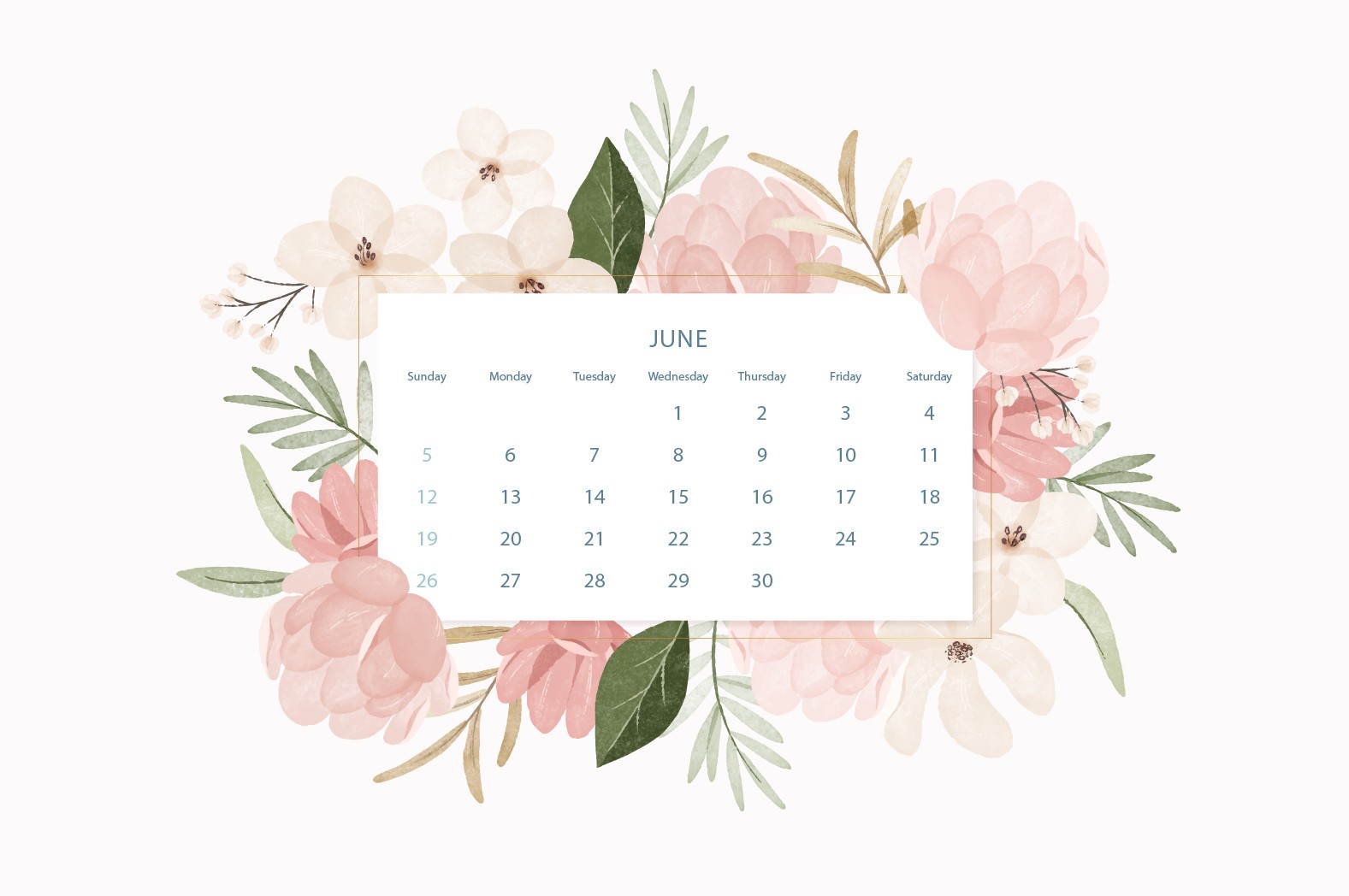 2022年6月花卉日历桌面壁纸0