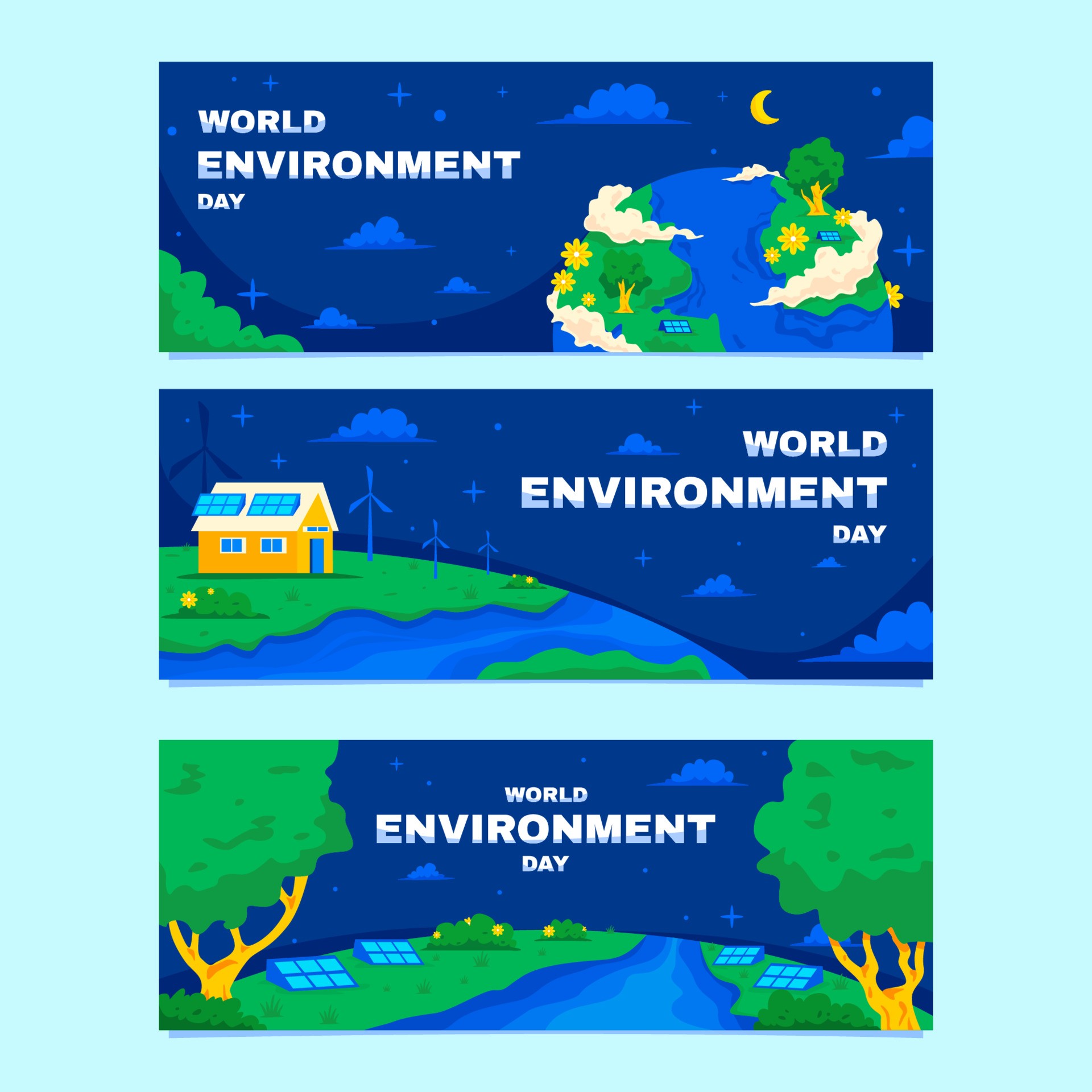 世界环境日手绘横幅模板0