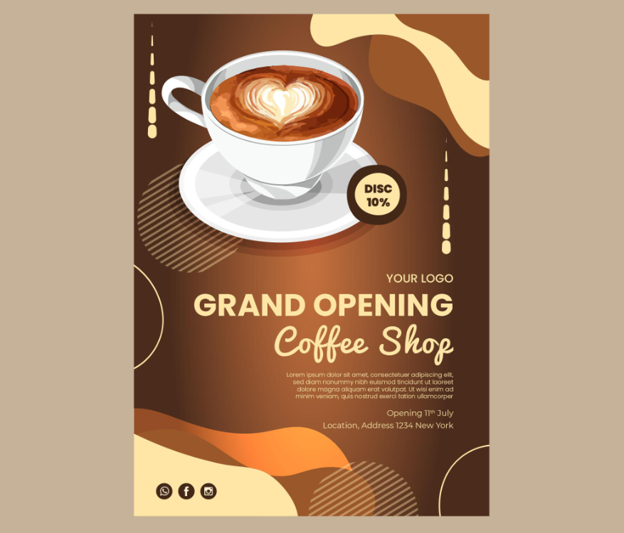 咖啡店开业宣传海报设计素材0