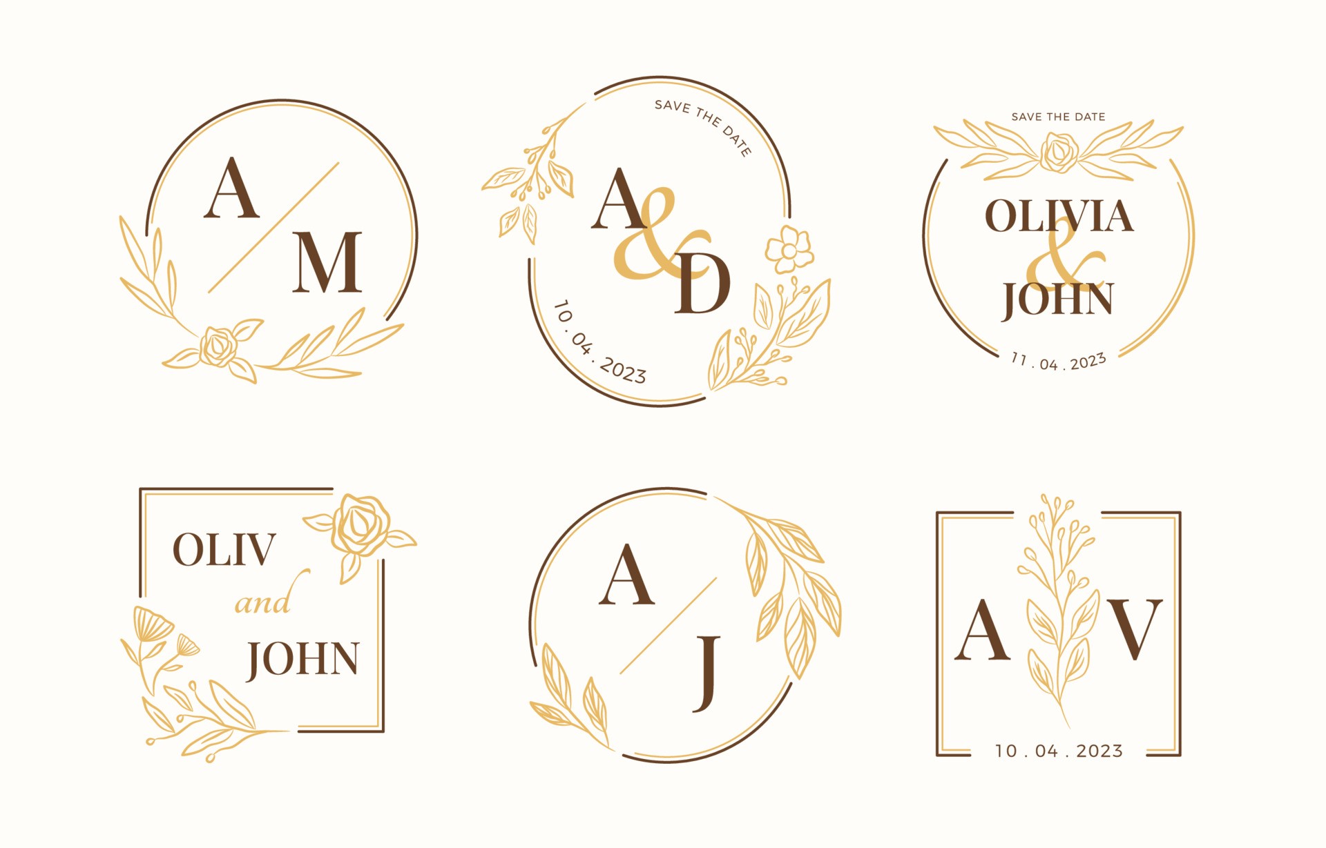 婚礼花卉字母创意logo0
