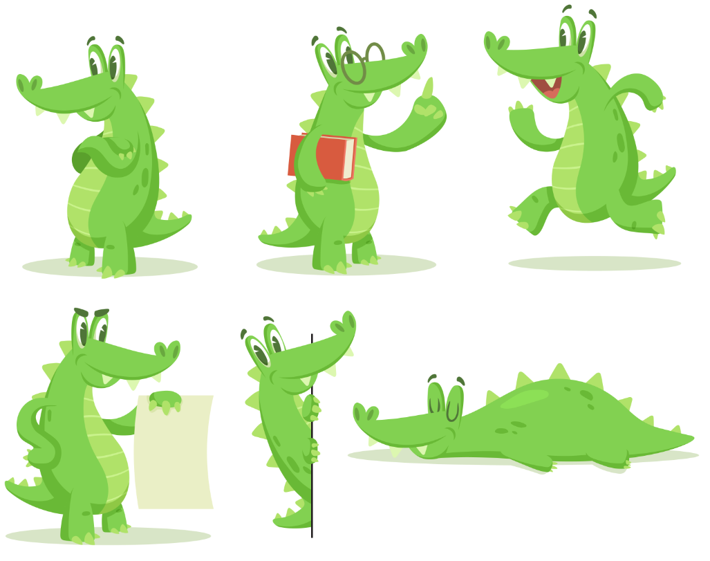 绿色鳄鱼系列插画0