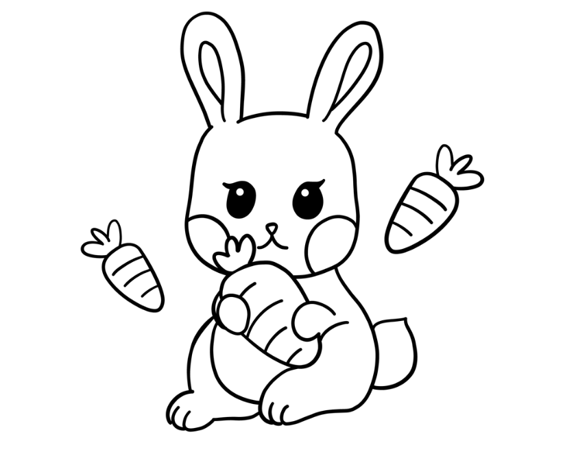 抱着胡萝卜的小兔子简笔画0